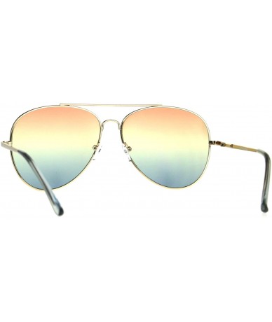 Aviator Gold Aviator Spring Hinge Sunglasses Ombre Multicolor Gradient Lens UV 400 - Gold (Orange Yellow Blue) - C8188OWQAO6 ...