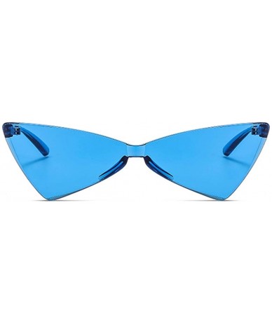 Rimless One Piece Rimless Tinted Sunglasses Women Men Clear Colored Cat Eye Triangle Sunglasses - Blue - C818QOTEQNH $19.62