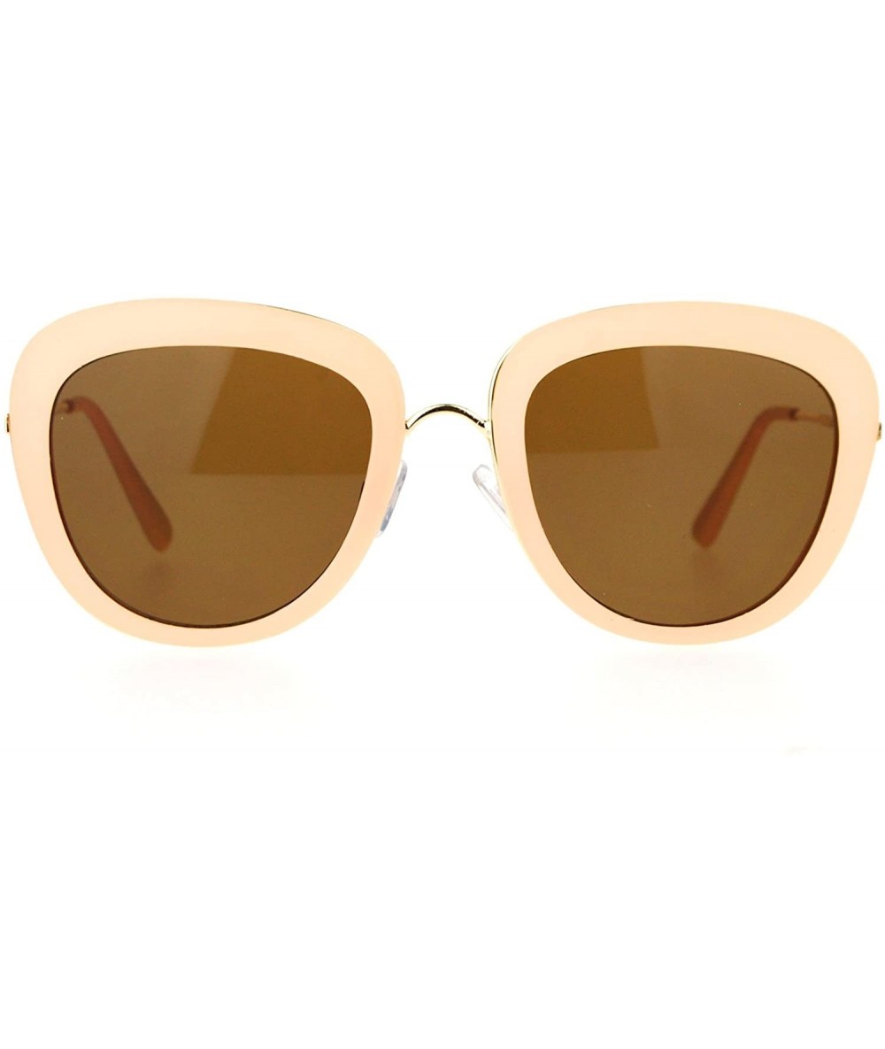 Square Vintage Retro Fashion Sunglasses Womens Dual Frame Square UV 400 - Peach (Brown) - CM1882XH9MX $23.51