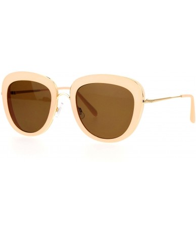 Square Vintage Retro Fashion Sunglasses Womens Dual Frame Square UV 400 - Peach (Brown) - CM1882XH9MX $23.51