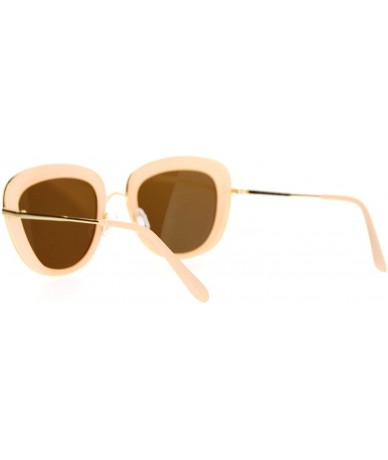 Square Vintage Retro Fashion Sunglasses Womens Dual Frame Square UV 400 - Peach (Brown) - CM1882XH9MX $23.51