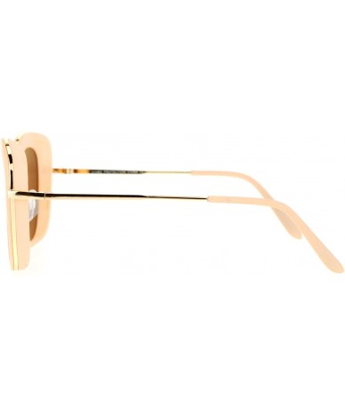 Square Vintage Retro Fashion Sunglasses Womens Dual Frame Square UV 400 - Peach (Brown) - CM1882XH9MX $23.51