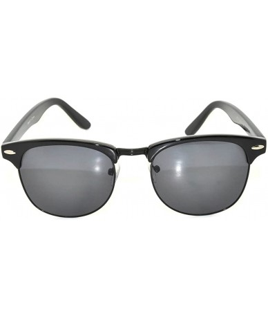 Semi-rimless Classic Half Frame Horned Rim Sunglasses Colorful Lens Retro Stylish - Black-black Smoke - CH11QDTDCWH $18.57