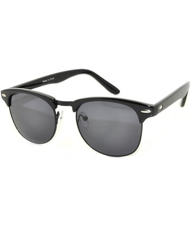 Semi-rimless Classic Half Frame Horned Rim Sunglasses Colorful Lens Retro Stylish - Black-black Smoke - CH11QDTDCWH $18.57