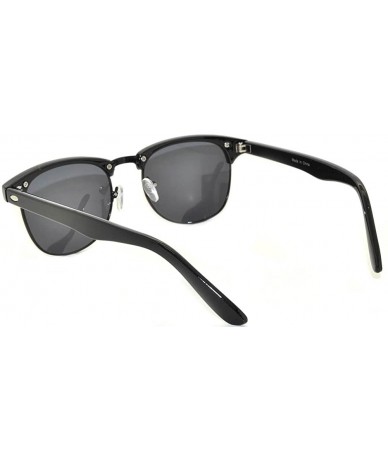 Semi-rimless Classic Half Frame Horned Rim Sunglasses Colorful Lens Retro Stylish - Black-black Smoke - CH11QDTDCWH $18.57