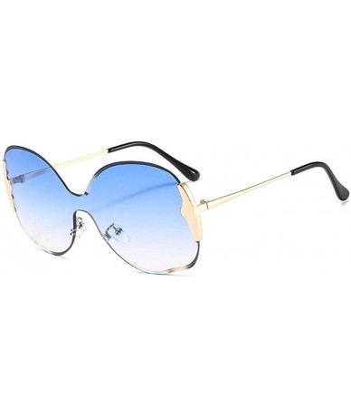 Oversized Celebrity Crystal Oversized Round Sunglasses for Women Shades - Gold Blue - CQ1906DHZ8G $23.20