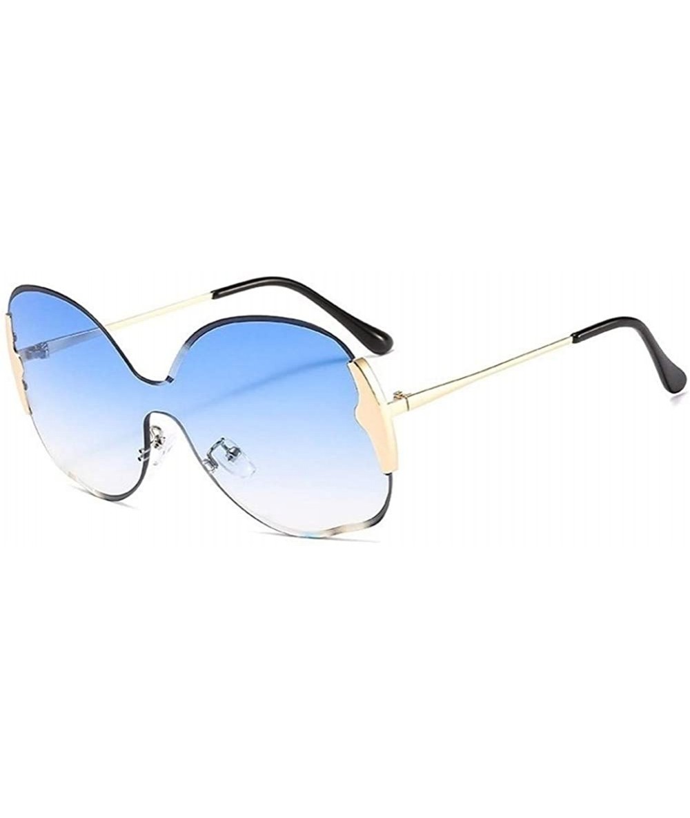 Oversized Celebrity Crystal Oversized Round Sunglasses for Women Shades - Gold Blue - CQ1906DHZ8G $23.20