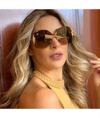 Oversized Celebrity Crystal Oversized Round Sunglasses for Women Shades - Gold Blue - CQ1906DHZ8G $23.20