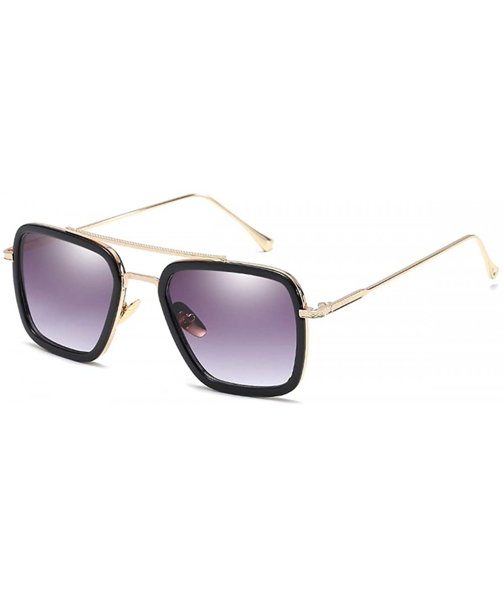 Goggle Vintage Aviator Sunglasses Square Gradient - Purple&white Lens - CQ18UYRUHDD $17.63