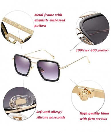 Goggle Vintage Aviator Sunglasses Square Gradient - Purple&white Lens - CQ18UYRUHDD $17.63