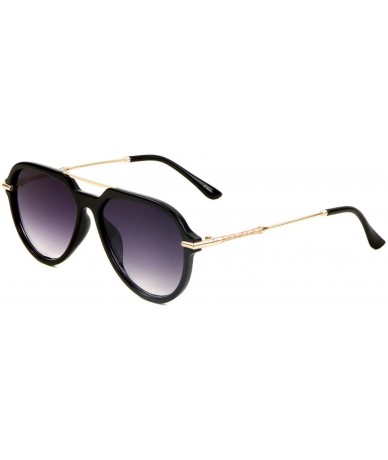 Sport Classic Sport Luxury Retro Aviator Sunglasses - Glossy Black & Gold Frame - CL18ZEAAXKE $19.74