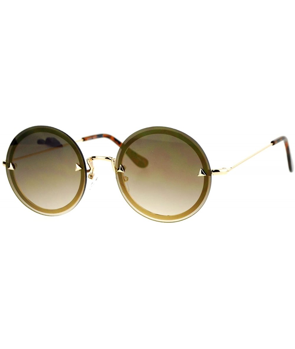 Rimless Round Circle Frame Sunglasses Womens Full Mirror Lens Rear Rim Fashion - Gold (Gold Mirror) - CC1877HA7OA $19.71