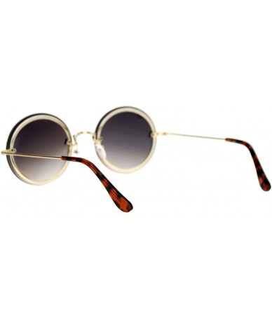 Rimless Round Circle Frame Sunglasses Womens Full Mirror Lens Rear Rim Fashion - Gold (Gold Mirror) - CC1877HA7OA $19.71