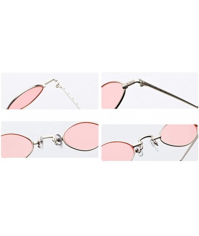 Oval Tiny Sunglasses Men Metal Retro Small Oval Sun Glasses Women Unisex Gift Items - Gold With Clear - CL18LS3E6Z3 $19.07