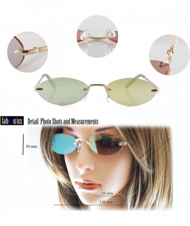 Rimless Rimless Tinted Mirrored Flat Lens Extreme Wide Slim Oval Round Sunglasses A283 - Green Rv - CL18U39ANYM $24.26