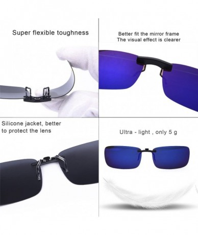 Wrap Polarized Clip on Sunglasses for Prescription/Myopia Eyeglasses Outdoor/Driving - Blue - CM1803WYA4U $23.06