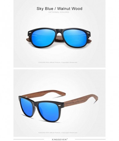 Square Genuine Walnut sunglasses square men polarized UV400 - Sky Blue - C518ZY27CWG $42.60