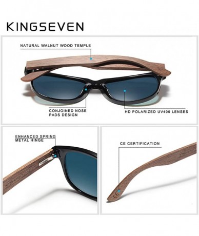 Square Genuine Walnut sunglasses square men polarized UV400 - Sky Blue - C518ZY27CWG $42.60