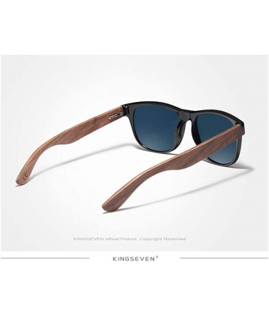 Square Genuine Walnut sunglasses square men polarized UV400 - Sky Blue - C518ZY27CWG $42.60