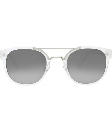 Round Retro Vintage Crossbar Horn Rimmed Sunglasses - Exquisite Packaging - Rv1 Crystal - C0195CQIX06 $21.01