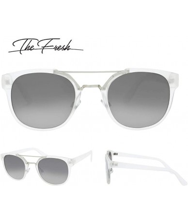 Round Retro Vintage Crossbar Horn Rimmed Sunglasses - Exquisite Packaging - Rv1 Crystal - C0195CQIX06 $21.01