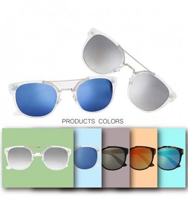 Round Retro Vintage Crossbar Horn Rimmed Sunglasses - Exquisite Packaging - Rv1 Crystal - C0195CQIX06 $21.01