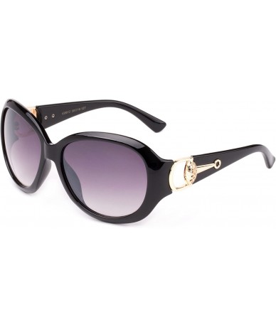 Round Ville" - Round Temple Design Fashion Sunglasses with UV Protection for Women - Black/Purple - CL17YDZNMO7 $19.48