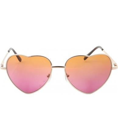 Oversized Heart Sunglasses Thin Metal Frame Lovely Heart Shaped Style for Women - Gold Frame - Orange/Purple Lens - C818UED0W...