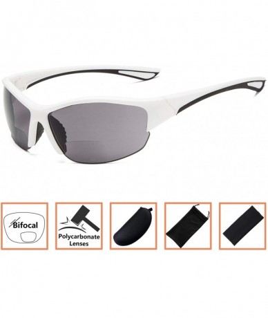 Sport Sports Bifocal Sunglasses Half-Frame UV 400 Protection Reading Sunglasses - White-grey-lens - CK18NEH60DR $18.13