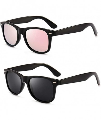 Oversized Polarized Sunglasses for Men Women Fashion Classic Mirror Lens UV Blocking Sun Glasses - Bright Black+bright Pink -...