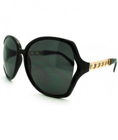 Oversized Womens Oversize Metal Chain Arm Diva Celebrity Fashion Butterfly Sunglasses - Black Gold - C511YHZLE0L $19.47