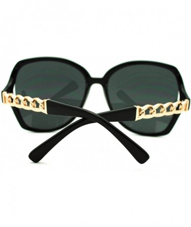 Oversized Womens Oversize Metal Chain Arm Diva Celebrity Fashion Butterfly Sunglasses - Black Gold - C511YHZLE0L $19.47