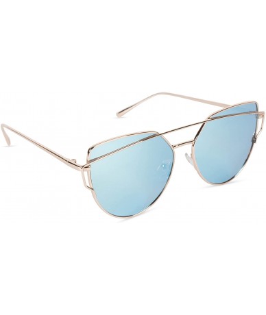 Cat Eye Cat Eye Sunglasses Polarized Cateye - Gold Frame/Ice Blue Lens - CO18CZWK2MM $32.82