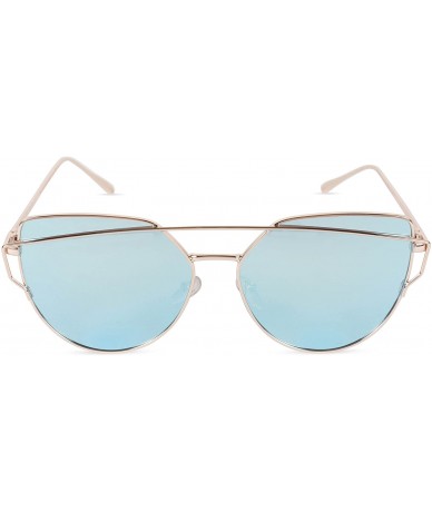 Cat Eye Cat Eye Sunglasses Polarized Cateye - Gold Frame/Ice Blue Lens - CO18CZWK2MM $32.82