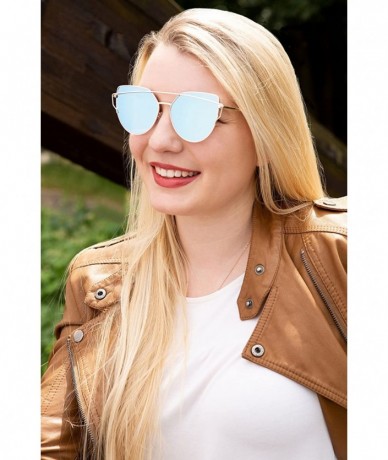 Cat Eye Cat Eye Sunglasses Polarized Cateye - Gold Frame/Ice Blue Lens - CO18CZWK2MM $32.82