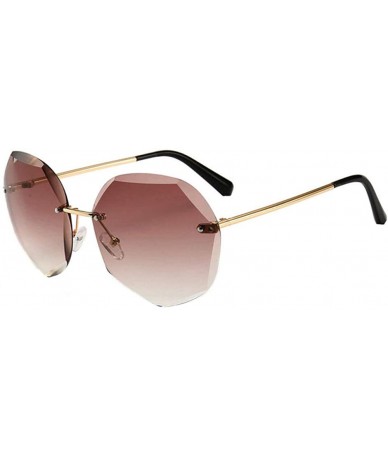 Rimless Oversized Rimless Sunglasses Geometric Gradient Lens Eyewear Diamond Cutting Glasses - Twany - C918WRUKSRS $41.94