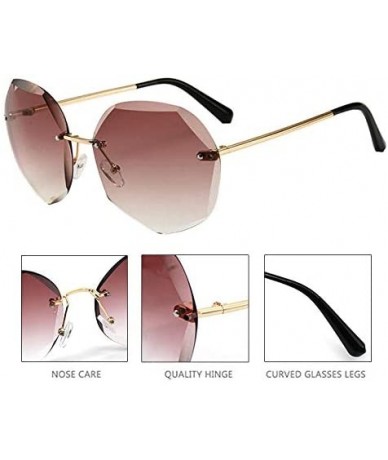 Rimless Oversized Rimless Sunglasses Geometric Gradient Lens Eyewear Diamond Cutting Glasses - Twany - C918WRUKSRS $41.94