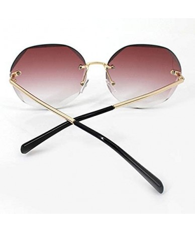 Rimless Oversized Rimless Sunglasses Geometric Gradient Lens Eyewear Diamond Cutting Glasses - Twany - C918WRUKSRS $41.94