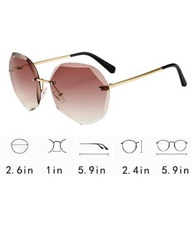 Rimless Oversized Rimless Sunglasses Geometric Gradient Lens Eyewear Diamond Cutting Glasses - Twany - C918WRUKSRS $41.94