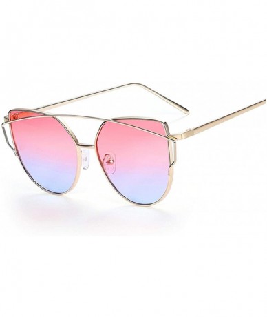 Rimless Cat Eye Brand Sunglasses Women Designer Mirror Flat Rose Gold Vintage Metal Reflective Female - C2 - CA198A2G9GT $64.67