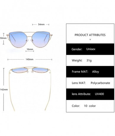 Rimless Cat Eye Brand Sunglasses Women Designer Mirror Flat Rose Gold Vintage Metal Reflective Female - C2 - CA198A2G9GT $64.67