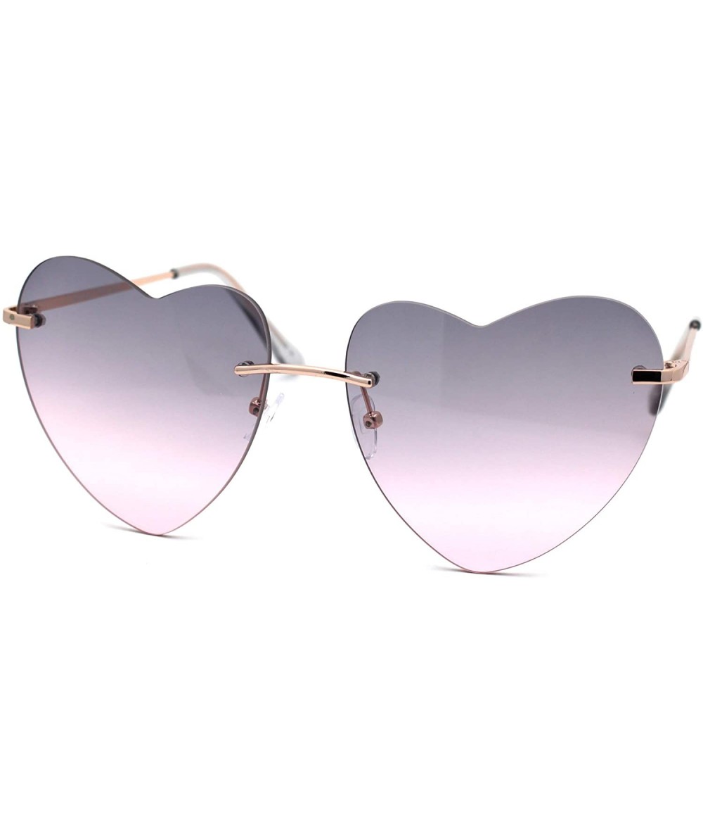 Rimless Womens Minimalist Rimless Heart Shape Elegant Sunglasses - Gold Black Pink - CL195SLHLDM $22.90