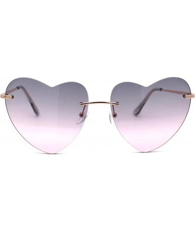 Rimless Womens Minimalist Rimless Heart Shape Elegant Sunglasses - Gold Black Pink - CL195SLHLDM $22.90