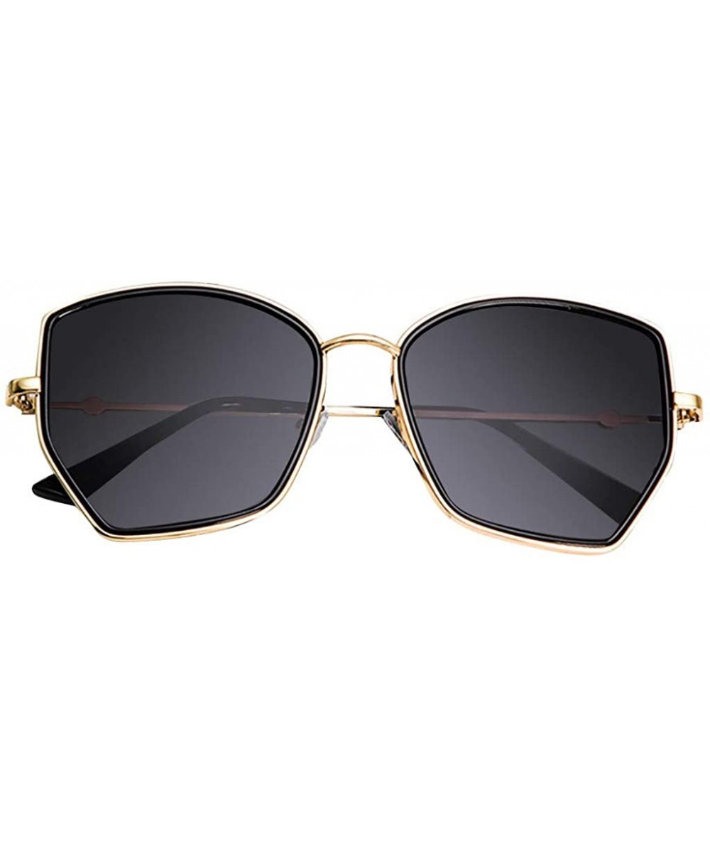 Aviator Unisex Retro Irregular Shaped Polarized Sunglasses Classic Women Sun Glasses - Black - C2196LWI3TN $18.98