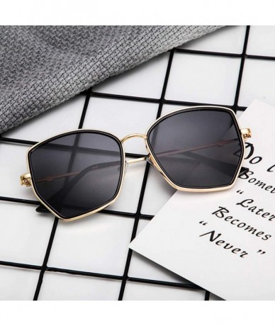 Aviator Unisex Retro Irregular Shaped Polarized Sunglasses Classic Women Sun Glasses - Black - C2196LWI3TN $18.98