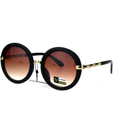 Round VG Designer Fashion Sunglasses Womens Vintage Round Frame UV 400 - Black Gold (Orange) - CQ186XAMS2I $22.25