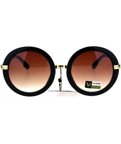 Round VG Designer Fashion Sunglasses Womens Vintage Round Frame UV 400 - Black Gold (Orange) - CQ186XAMS2I $22.25