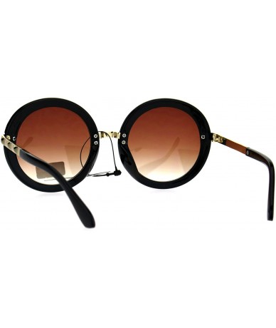 Round VG Designer Fashion Sunglasses Womens Vintage Round Frame UV 400 - Black Gold (Orange) - CQ186XAMS2I $22.25