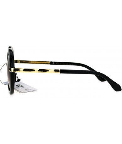 Round VG Designer Fashion Sunglasses Womens Vintage Round Frame UV 400 - Black Gold (Orange) - CQ186XAMS2I $22.25