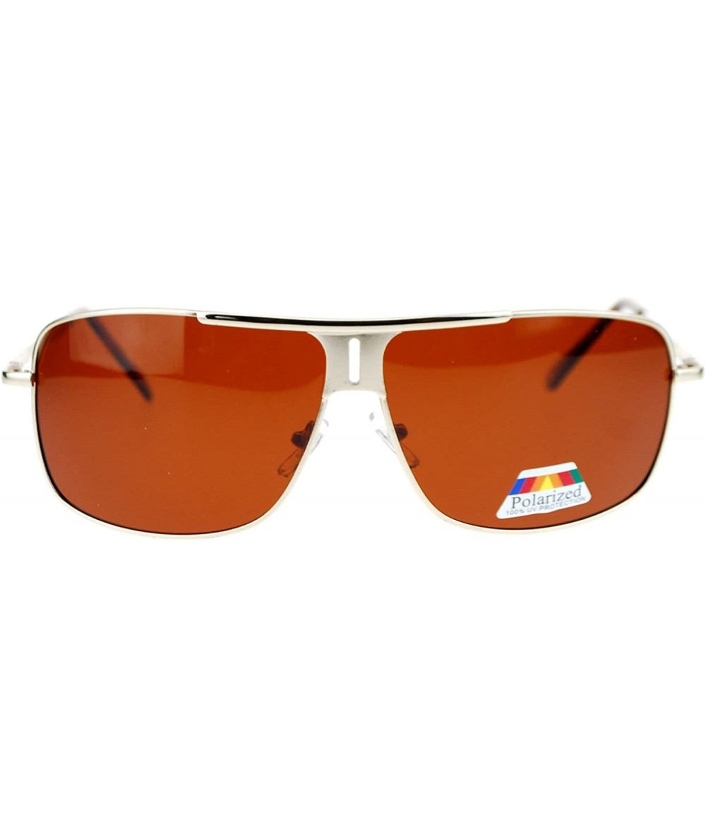 Rectangular SA106¨ Polarized Luxury Racer Flat Top Metal Rectangular Pilot Sunglasses - Gold - CH11ZFVYZQB $19.00